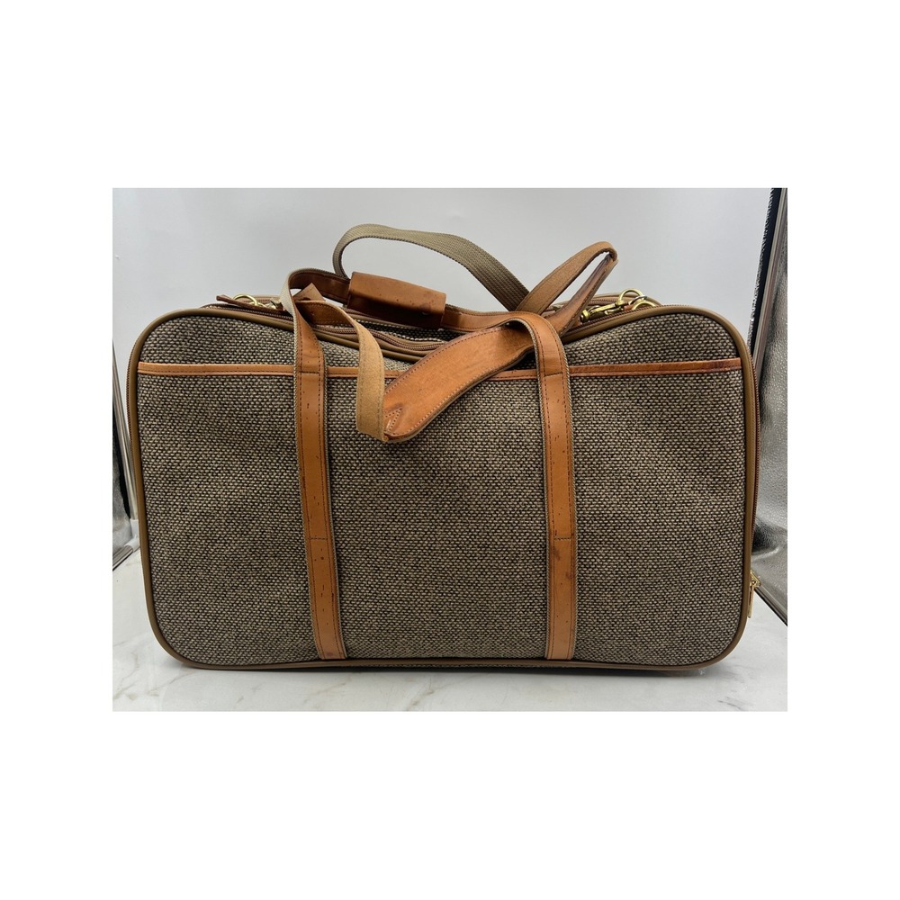 VTG Hartmann Leather Tweed Carry On Weekender Triple Compartment Expandable